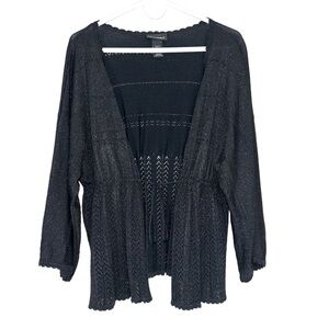 Lane Bryant Black Pointelle Cardigan